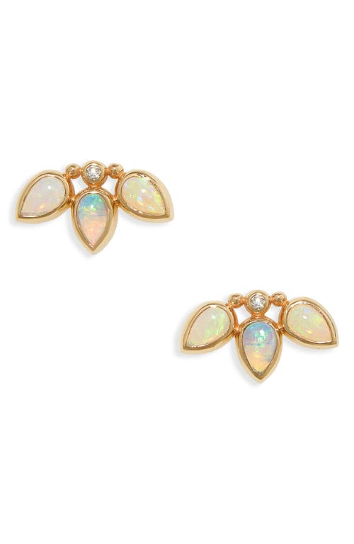 Anzie Bezel Bouquet Opal & Diamond Stud Earrings in Gold at Nordstrom