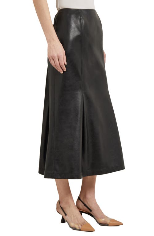 Shop Misook Pleated Faux Leather Trumpet Skirt In Black