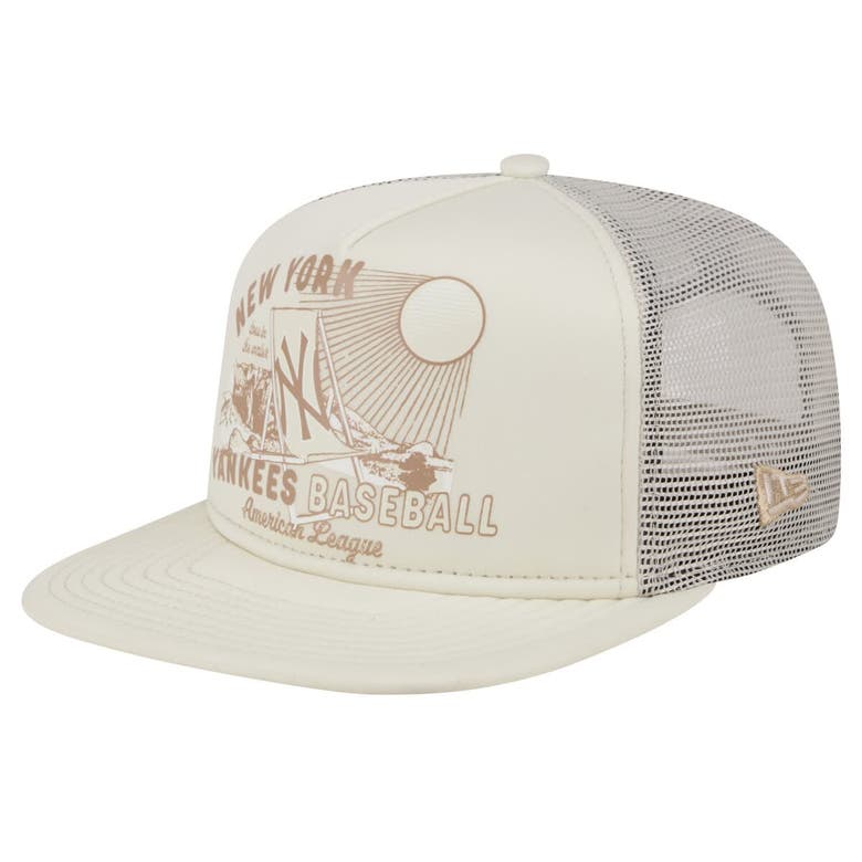 Shop New Era Khaki New York Yankees Almost Friday A-frame 9fifty Trucker Snapback Hat