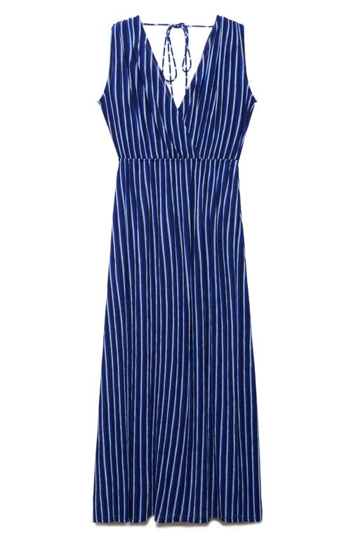 MANGO MANGO STRIPE PRINT SLEEVELESS MAXI DRESS 