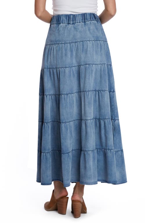 WASH LAB DENIM WASH LAB DENIM TIERED DENIM MAXI SKIRT 