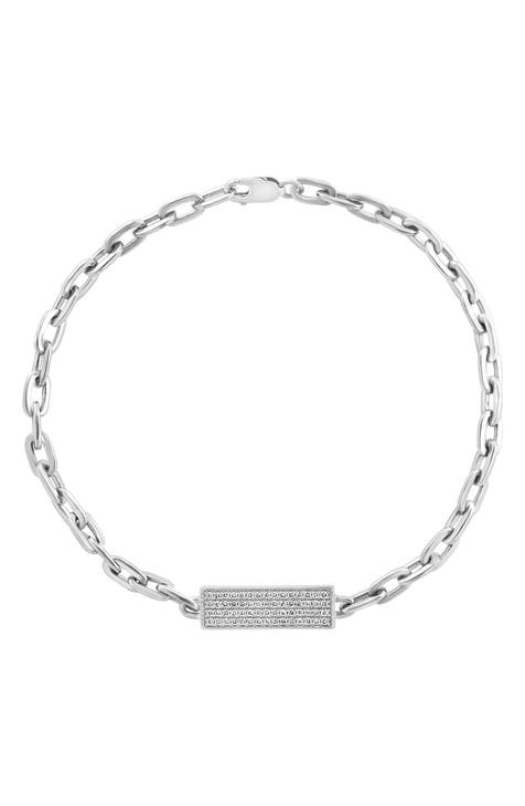 Sterling Silver Pavé Diamond Bar Bracelet - 0.24ct.