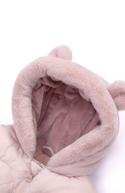 Shop Rokka&rolla Baby Soft Fleece Lined  Puffer Jacket In Pearl Pink