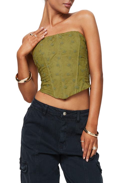 Field Daisies Embroidered Corset Top