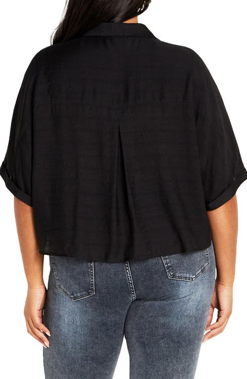 Shop City Chic Izzy Crop Button-up Shirt In Black