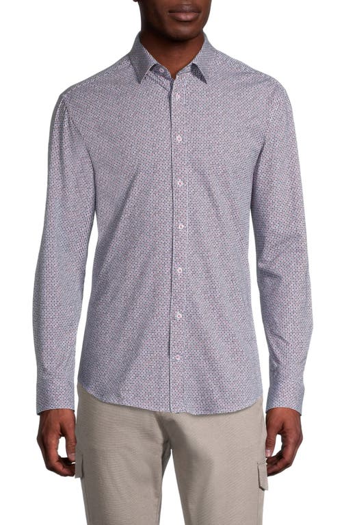 HÖRST Geometric Stretch Knit Button-Up Shirt in Mauve