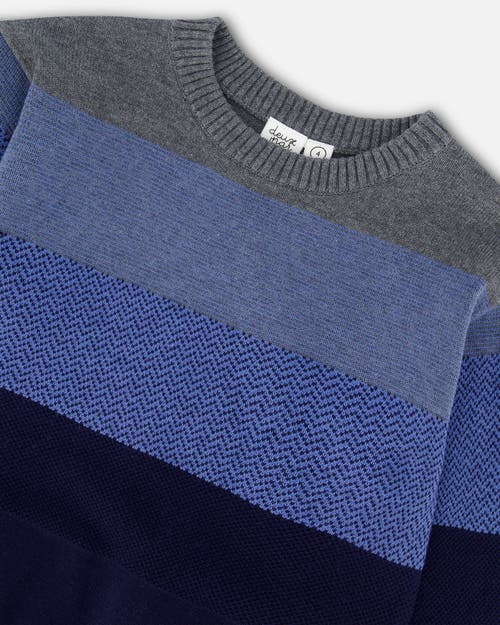 Shop Deux Par Deux Boy's Colorblock Sweater Blue Gradient In Peacoat