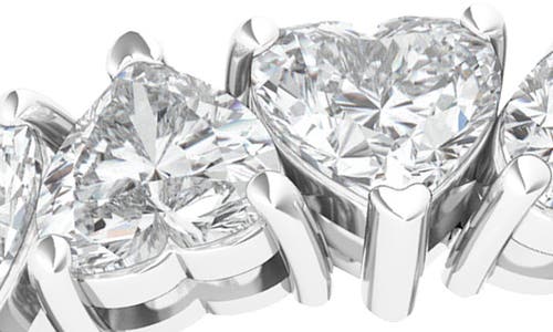 Hautecarat Alternating Hearts Lab Created Diamond Half Eternity Ring In White Gold