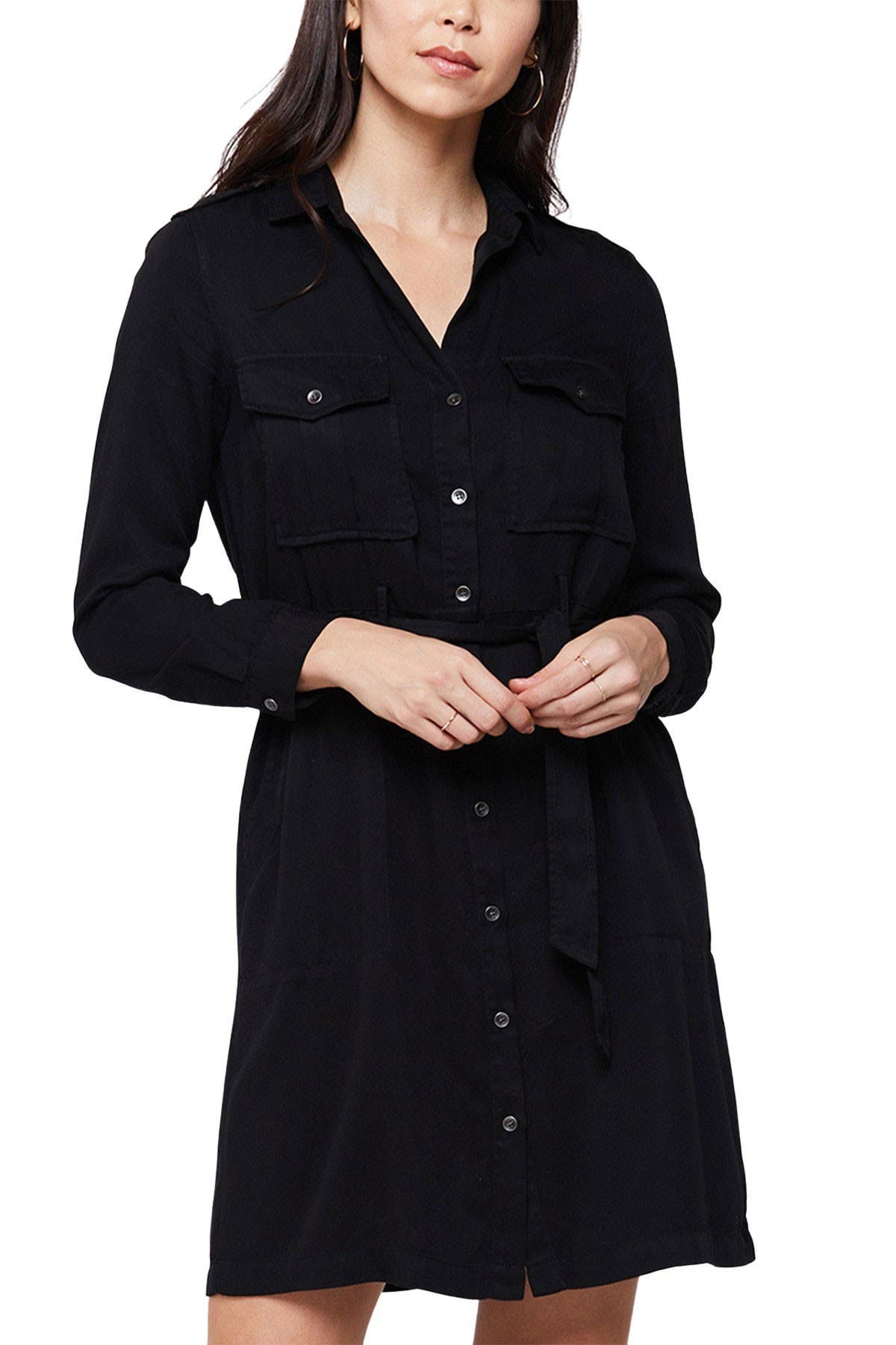 long sleeve button front dress