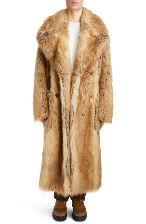 Givenchy Men's Double Breasted Faux Fur Coat