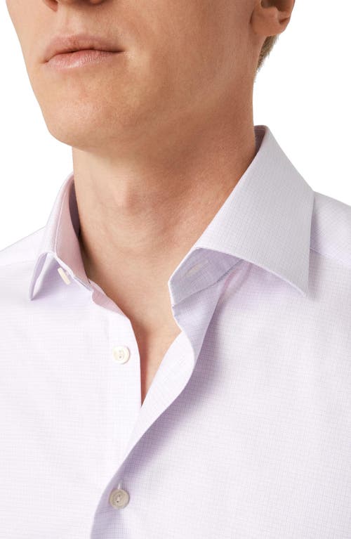 Shop Eton Slim Fit Microcheck Stretch Cotton & Lyocell Dress Shirt In Light Pastel Purple