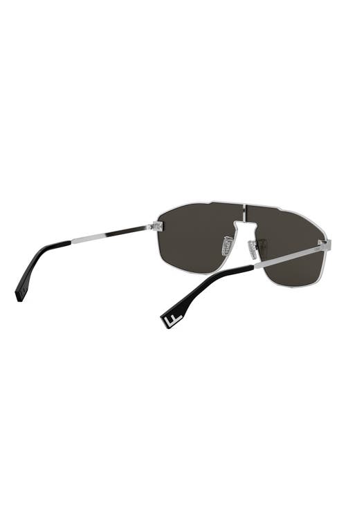 Shop Fendi ' Sky Mask Sunglasses In Shiny Palladium/smoke Mirror