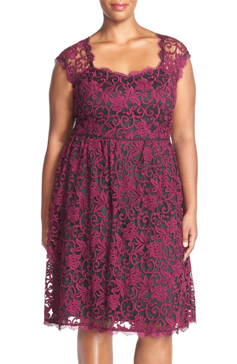 Adrianna Papell Sweetheart Neck Floral Lace Fit & Flare Dress (Plus ...