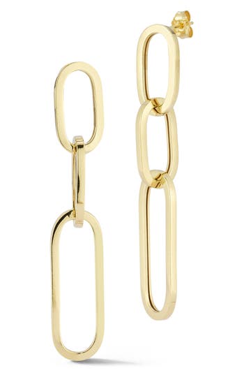 Shop Chloe & Madison Chloe And Madison Paper Clip Link Drop Earrings In Gold