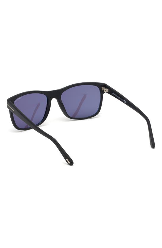 Tom Ford Giulio 57mm Geometric Sunglasses In Matte Black/ Blue Smoke