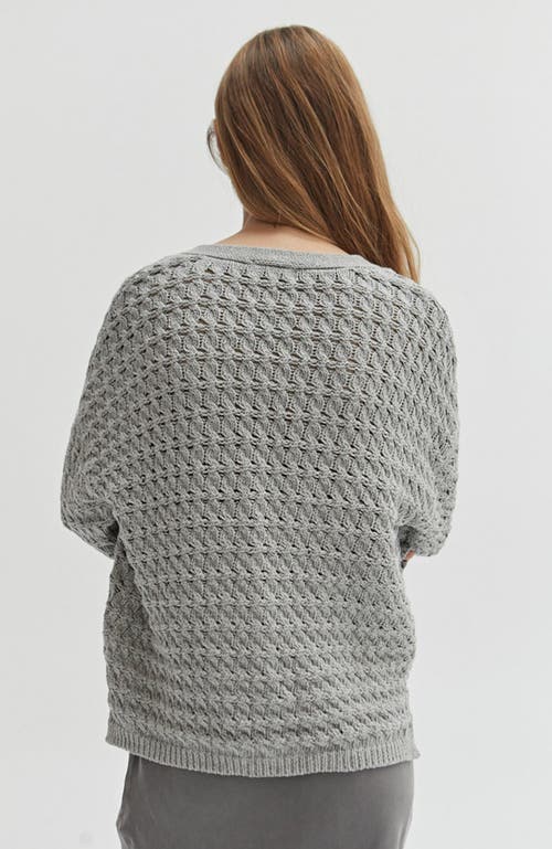 Shop Crescent Textured V-neck Cardigan Top In Heather Grey