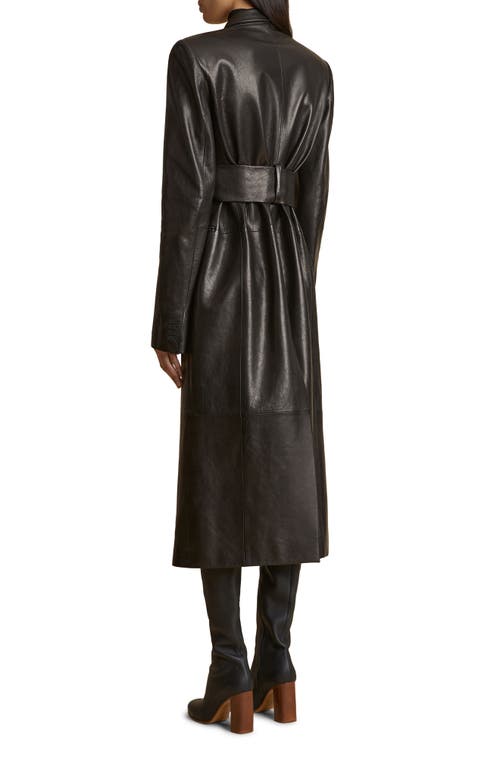 Shop Khaite Lolo Lambskin Leather Long Coat In Black