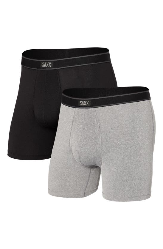 Saxx Daytripper 2-pack Boxer Briefs In Black/ Grey Heather