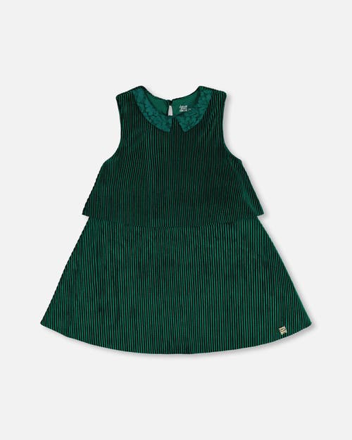 Deux Par Deux Kids'  Girl's Sleeveless Dress With Eyelet Collar Forest Green In Amazon