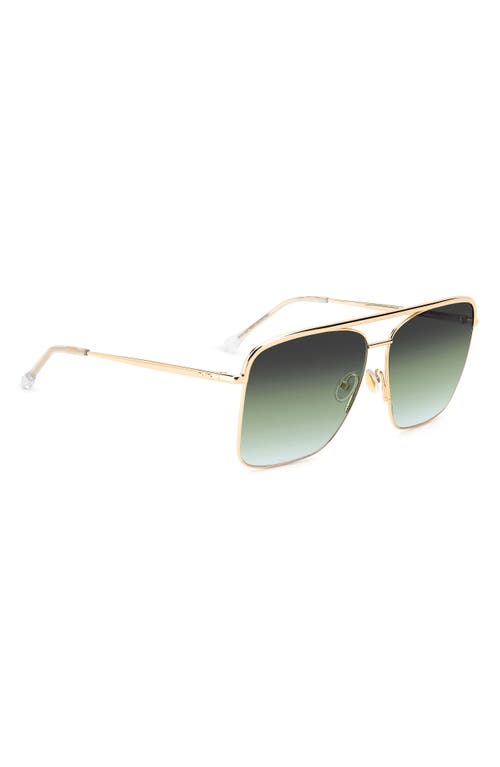 Isabel Marant Wild Metal 62mm Gradient Oversize Rectangular Sunglasses In Rose Gold/grey Green