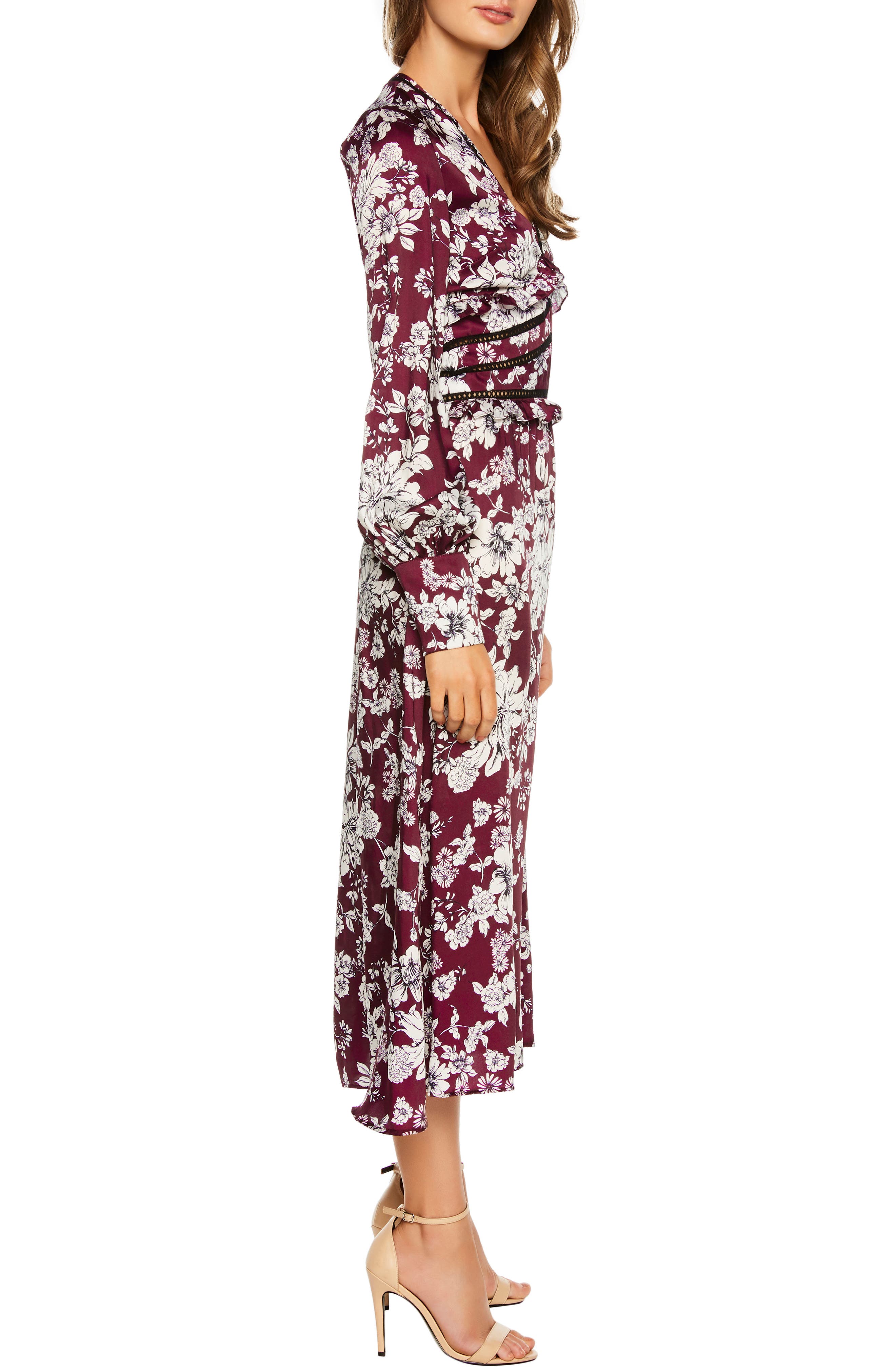 bardot jolie print midi dress