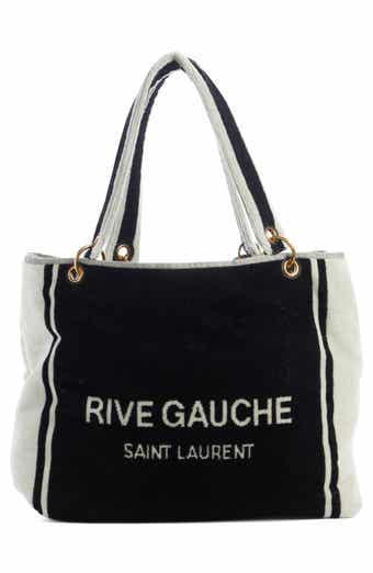 Saint Laurent Rive Gauche North/South Tote White Linen/Beige in Canvas with  Silver-tone - US