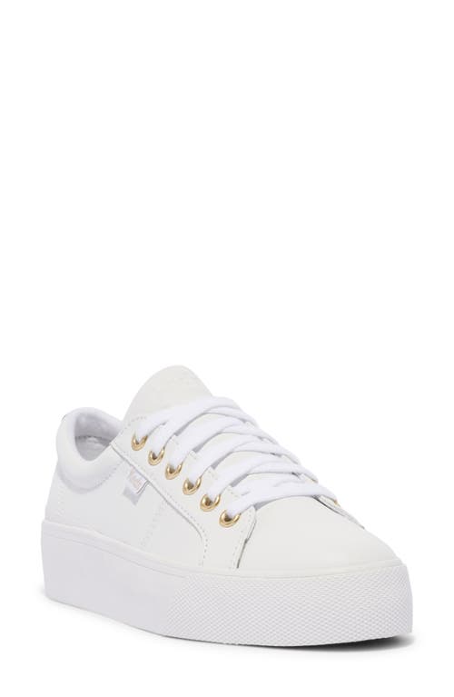 Keds ® Jump Kick Duo Platform Sneaker In White/gold Leather