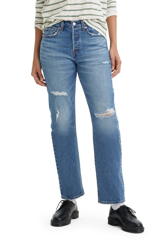 Shop Levi's Wedgie Ripped High Waist Straight Leg Ankle Jeans In Neither Here Nor There