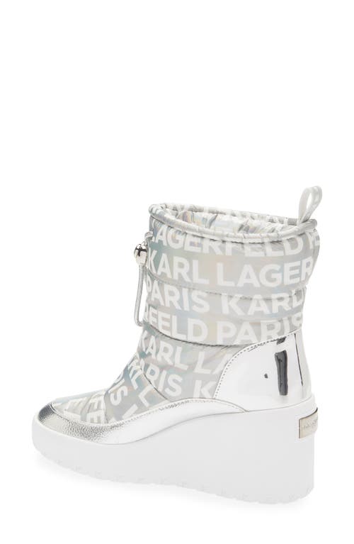 Karl Lagerfeld Paris Bronwyn Wedge Boot In Silver Iridescent