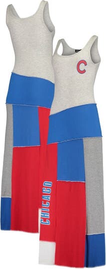 Women's Refried Apparel Heather Gray/Royal Chicago Cubs Sustainable Scoop  Neck Maxi Dress