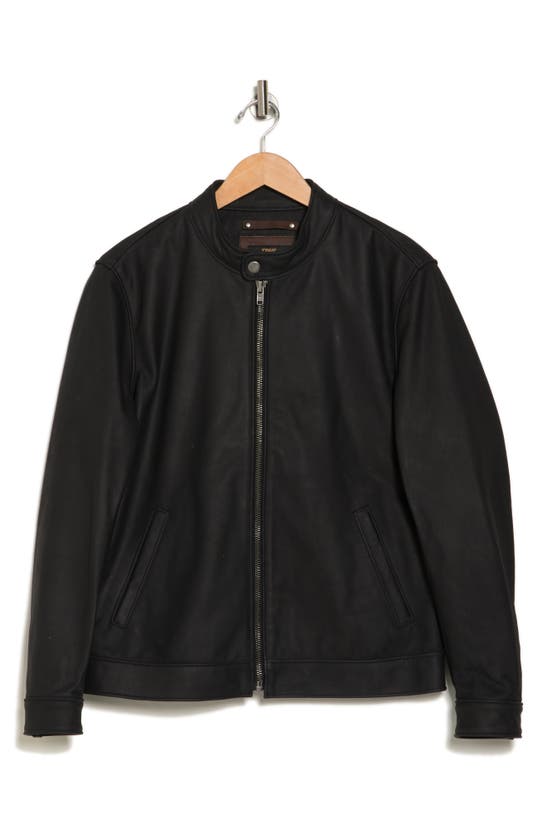 Shop Frye Cafe Leather Racer Jacket In Black