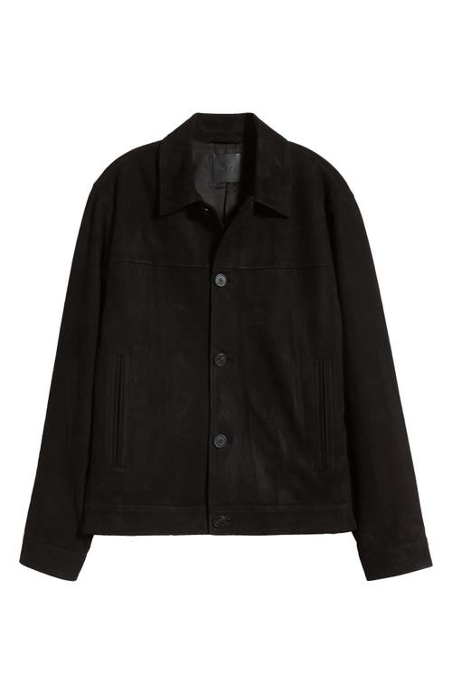 Shop Theory Amos L. Reece Lamb Suede Trucker Jacket In Black