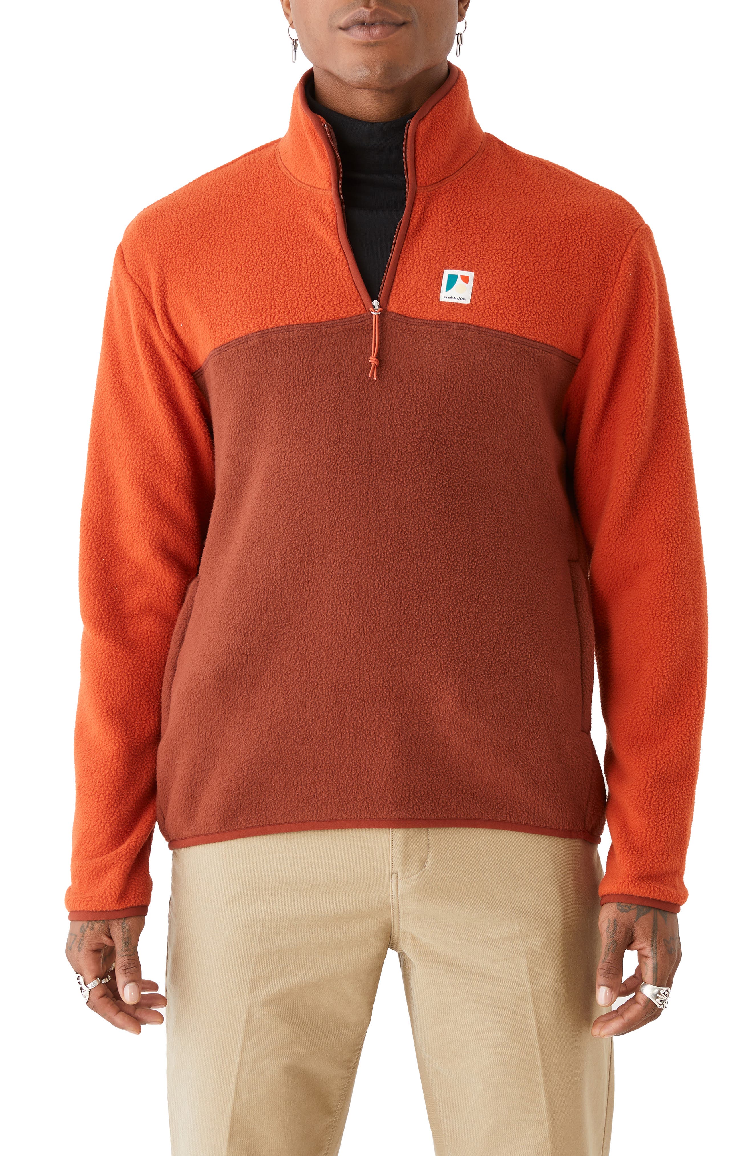 Frank And Oak High Pile Fleece Quarter Zip Pullover Nordstrom