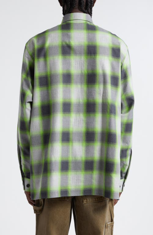 Shop Givenchy Plaid Oversize Button-up Shirt In Grey/green