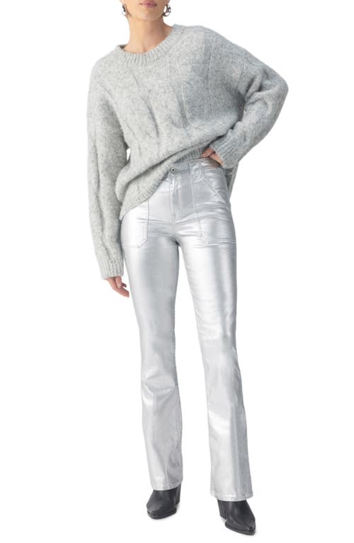 Shop Sanctuary Hayden High Waist Metallic Bootcut Jeans In Silver