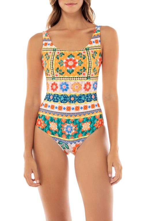 Koraline Tile Reversible One-Piece Swimsuit in Yellow Multicolor
