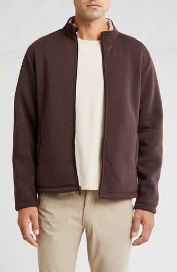 Vintage 1946 Faux Shearling Lined Zip Jacket In Charcoal Brown