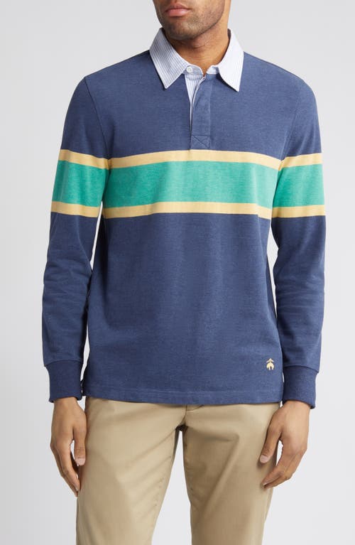 Brooks Brothers Long Sleeve Rugby Polo Navy Multi at Nordstrom,