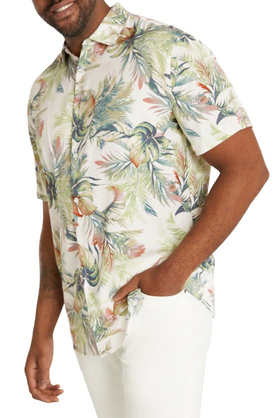 JOHNNY BIGG SUTTON LEAF PRINT SHORT SLEEVE BUTTON-UP SHIRT