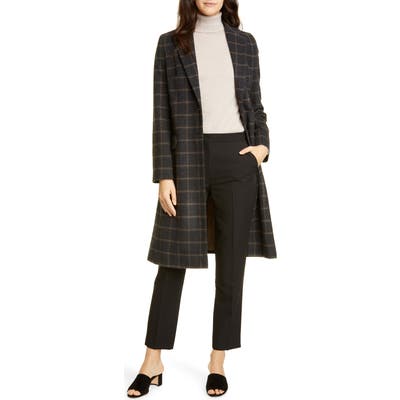 Helene Berman Plaid Wool Blend College Coat, Grey