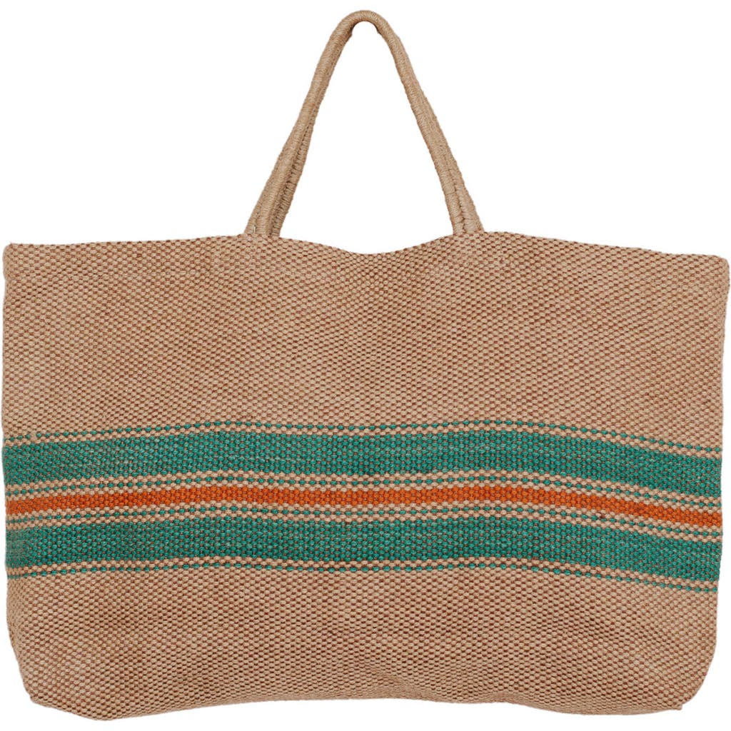 Will And Atlas Will & Atlas Baja Wide Market Shopper Jute Tote In Natural/orange/turquoise