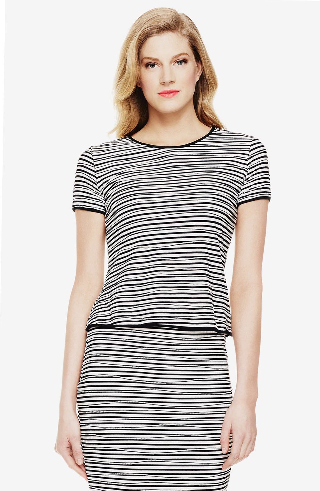 Vince Camuto Stripe Textured Knit Tee Nordstrom