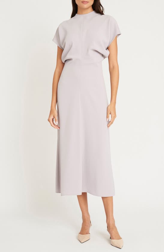 Shop Luxely Theo Drape Midi Dress In Dove Grey