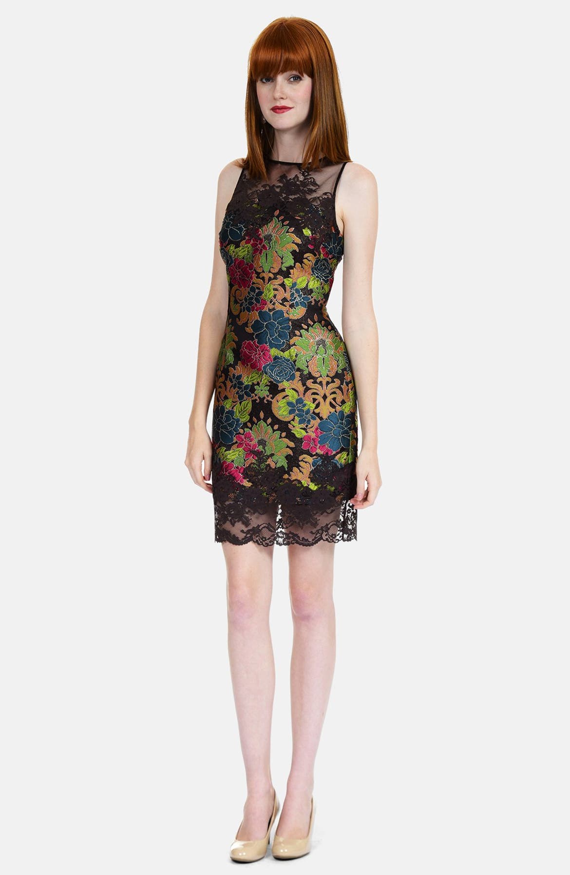 Kay Unger Floral Appliqué Lace Sheath Dress | Nordstrom