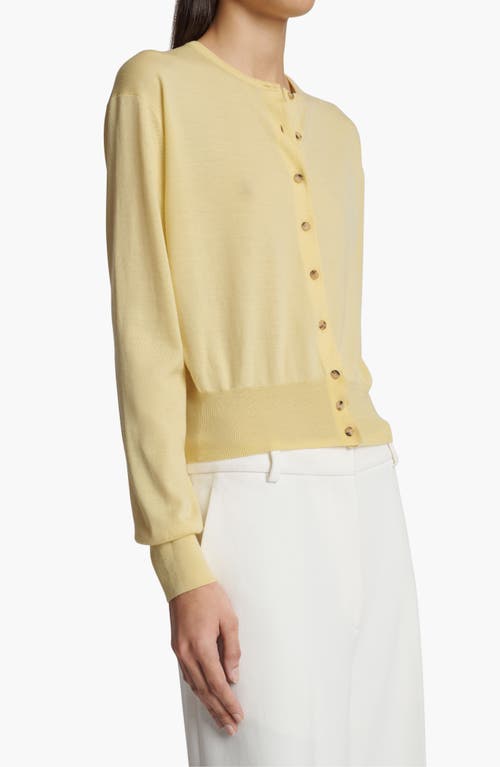 Shop Khaite Jackie Wool Blend Cardigan In Yuzu