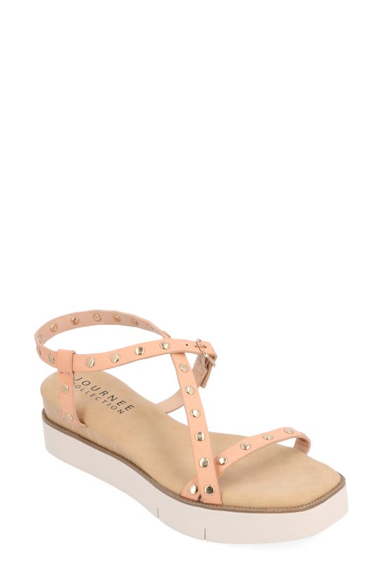 Shop Journee Collection Lindsay Studded Tru Comfort Platform Sandal In Blush