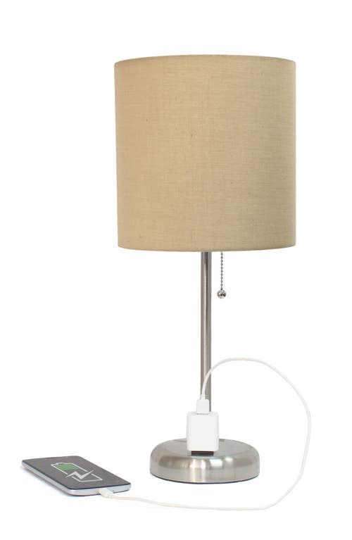 Shop Lalia Home Usb Table Lamp In Brushed Steel/tan Shade