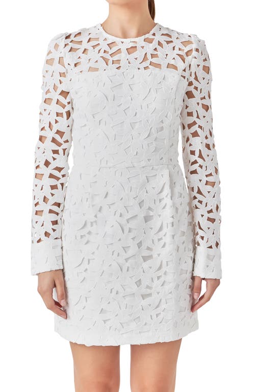 Shop Endless Rose Floral Lace Long Sleeve Minidress In White