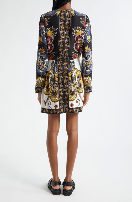 Shop Farm Rio Floral Border Print Long Sleeve Wrap Minidress In Maxi Floral Black