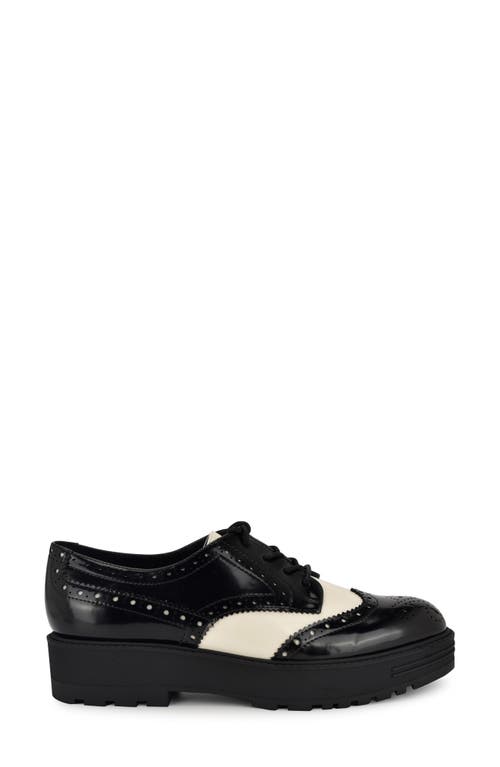 Shop Nine West Resttin Wingtip Platform Derby In Black White